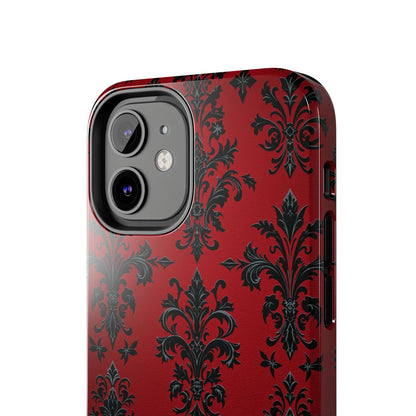 Elegant Red Floral Tough Phone Case - Stylish Protection for Your Device