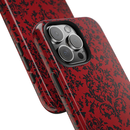 Elegant Red Floral Tough Phone Case - Durable, Stylish Protection for Your Device