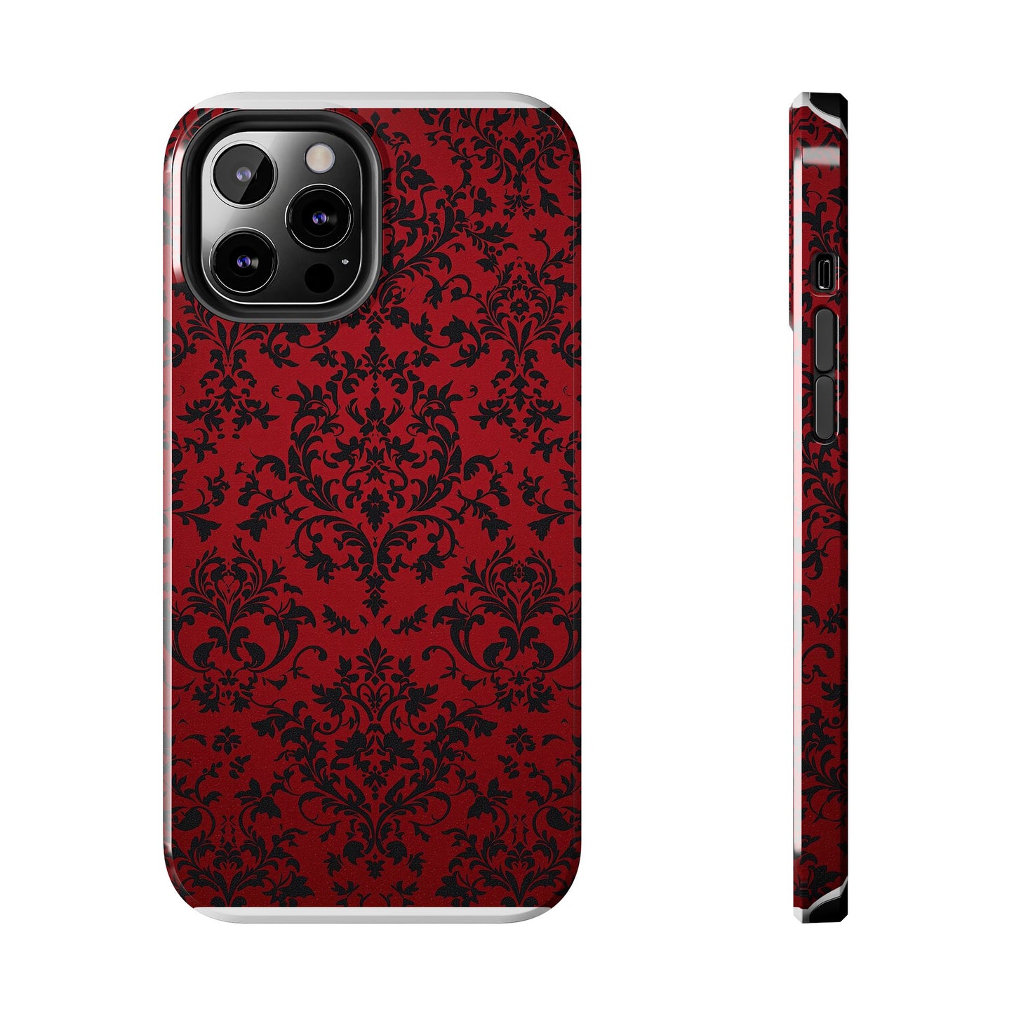 Elegant Red Floral Tough Phone Case - Durable, Stylish Protection for Your Device