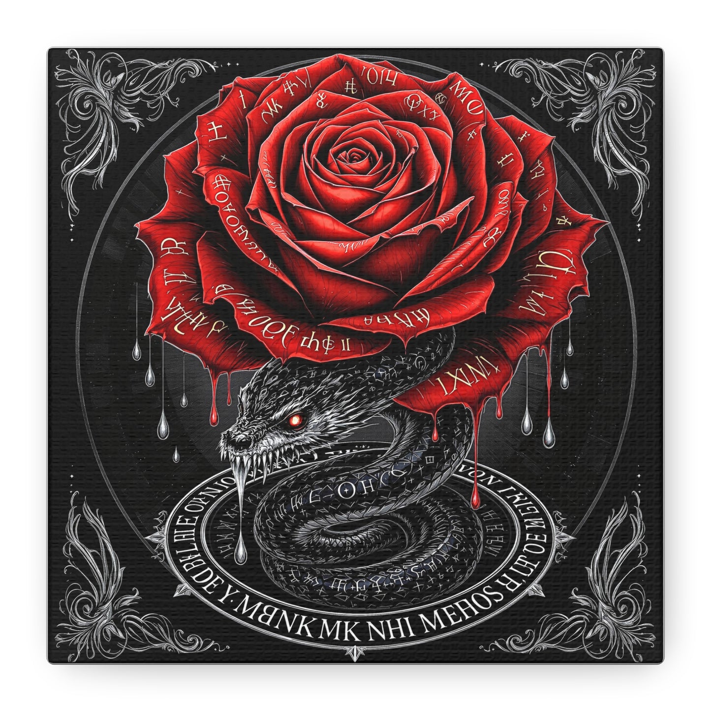 Gothic Rose Snake Canvas Art – Dark Fantasy Wall Decor