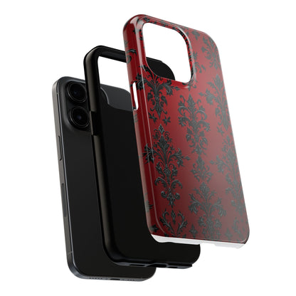 Elegant Red Floral Tough Phone Case - Stylish Protection for Your Device