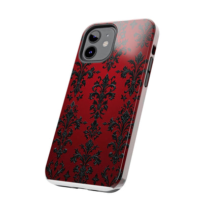 Elegant Red Floral Tough Phone Case - Stylish Protection for Your Device