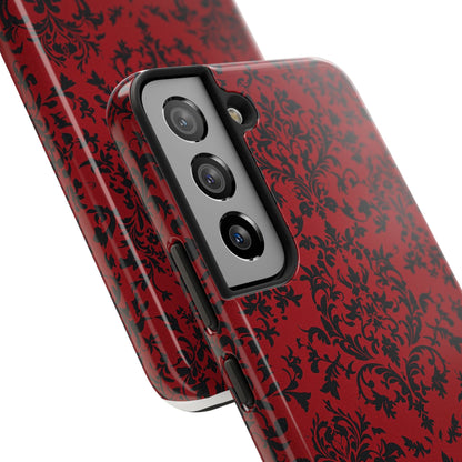 Elegant Red Floral Tough Phone Case - Durable, Stylish Protection for Your Device