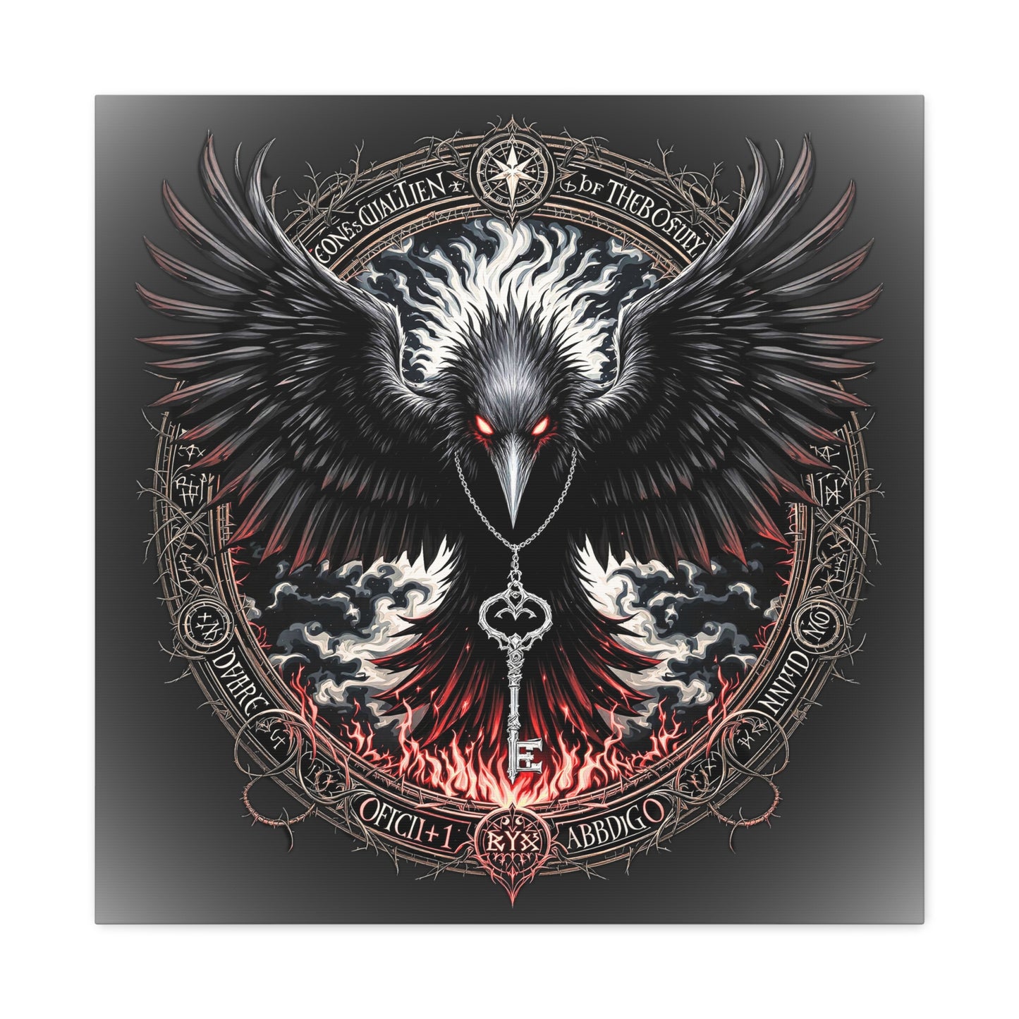 Raven Key Canvas Art - Dark Fantasy Wall Decor