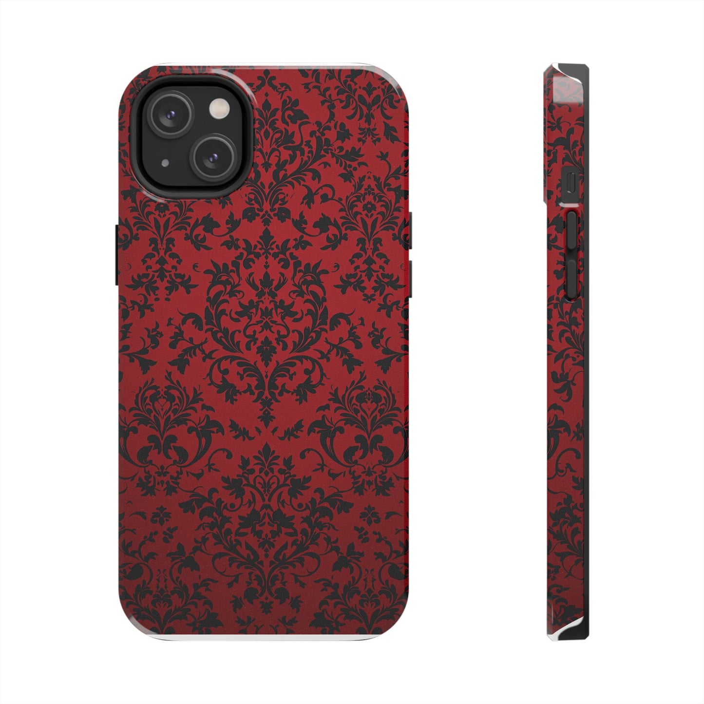 Elegant Red Floral Tough Phone Case - Durable, Stylish Protection for Your Device