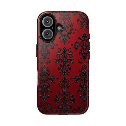 Elegant Red Floral Tough Phone Case - Stylish Protection for Your Device