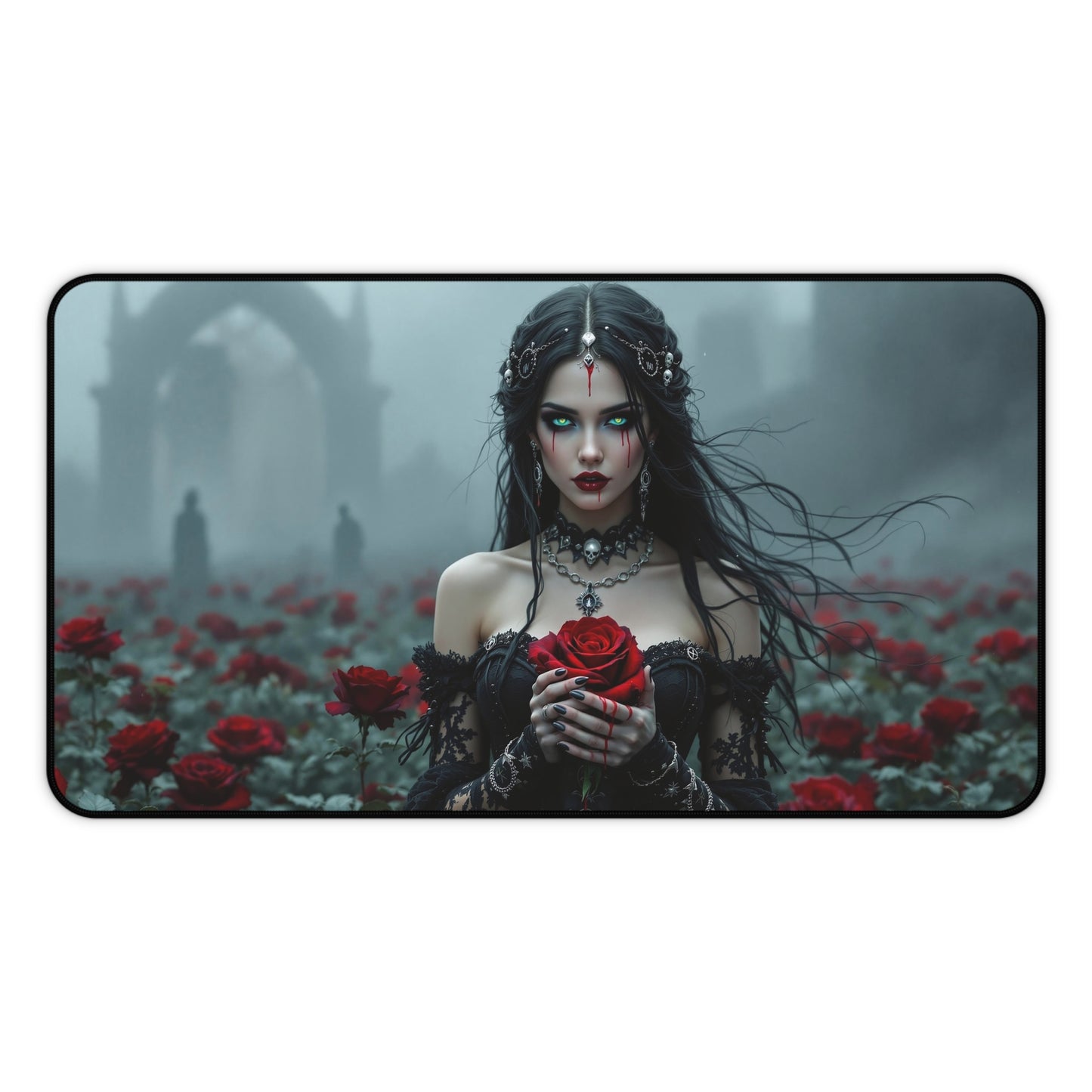 Gothic Romance Desk Mat with Enchanted Rose Design