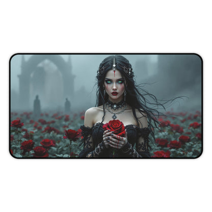 Gothic Romance Desk Mat with Enchanted Rose Design