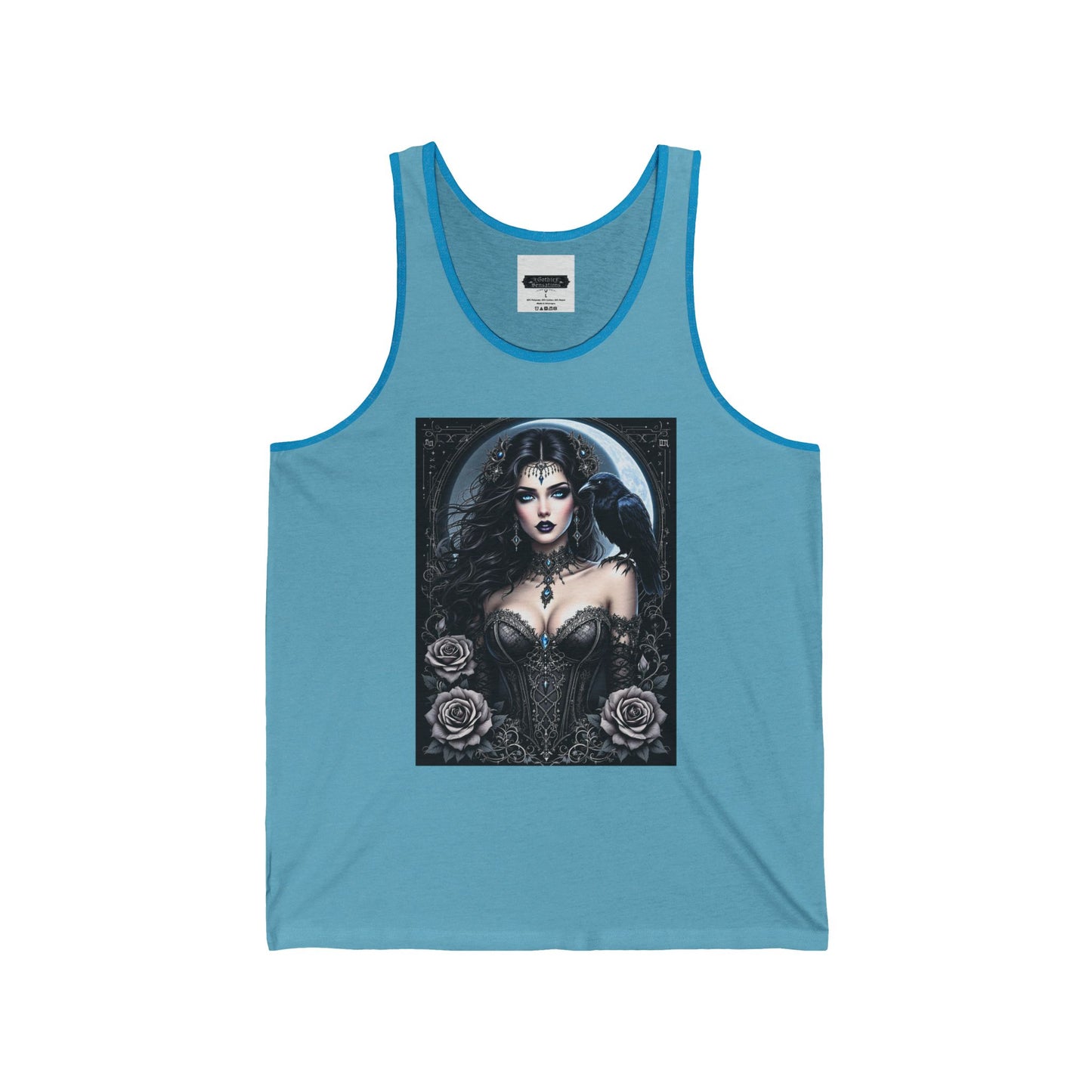 Gothic Fairy Unisex Jersey Tank – Stylish Black Rose Design