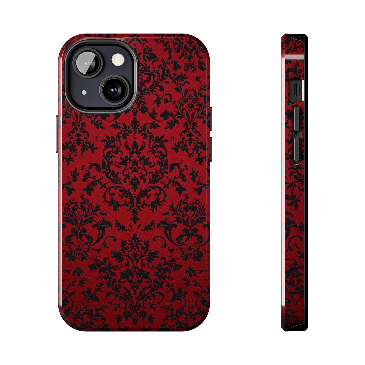 Elegant Red Floral Tough Phone Case - Durable, Stylish Protection for Your Device