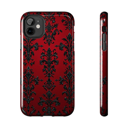 Elegant Red Floral Tough Phone Case - Stylish Protection for Your Device