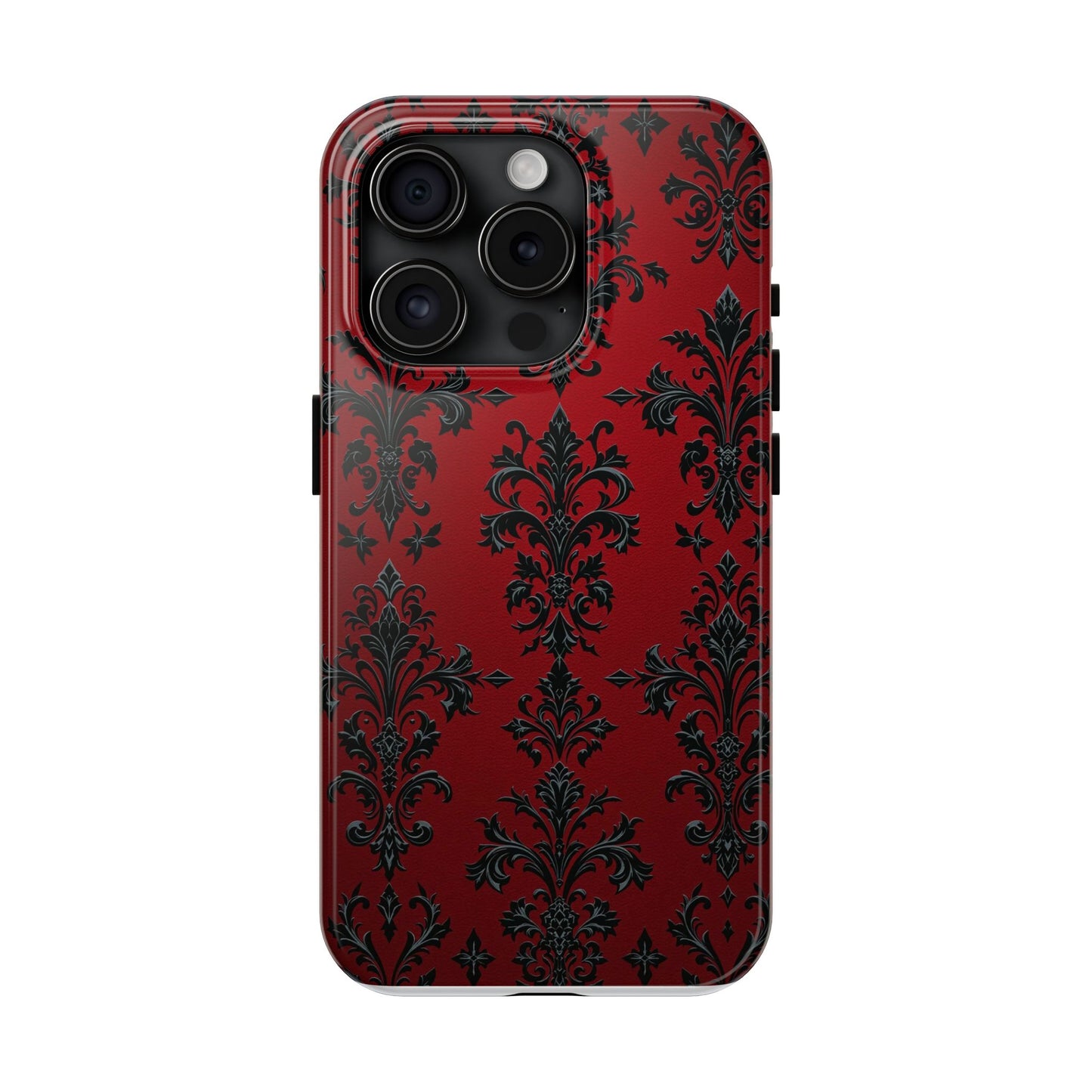 Elegant Red Floral Tough Phone Case - Stylish Protection for Your Device