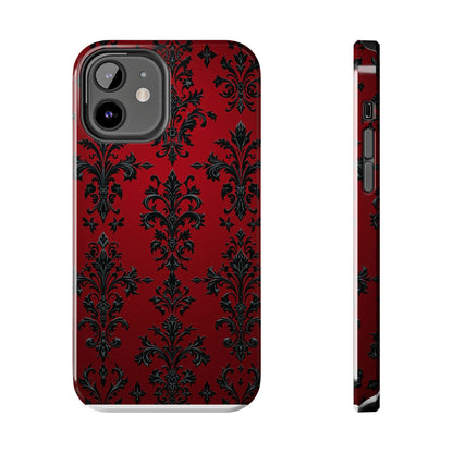 Elegant Red Floral Tough Phone Case - Stylish Protection for Your Device