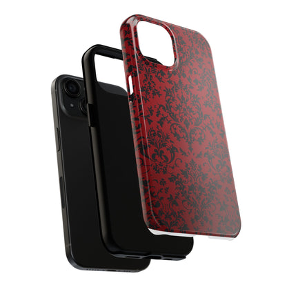 Elegant Red Floral Tough Phone Case - Durable, Stylish Protection for Your Device