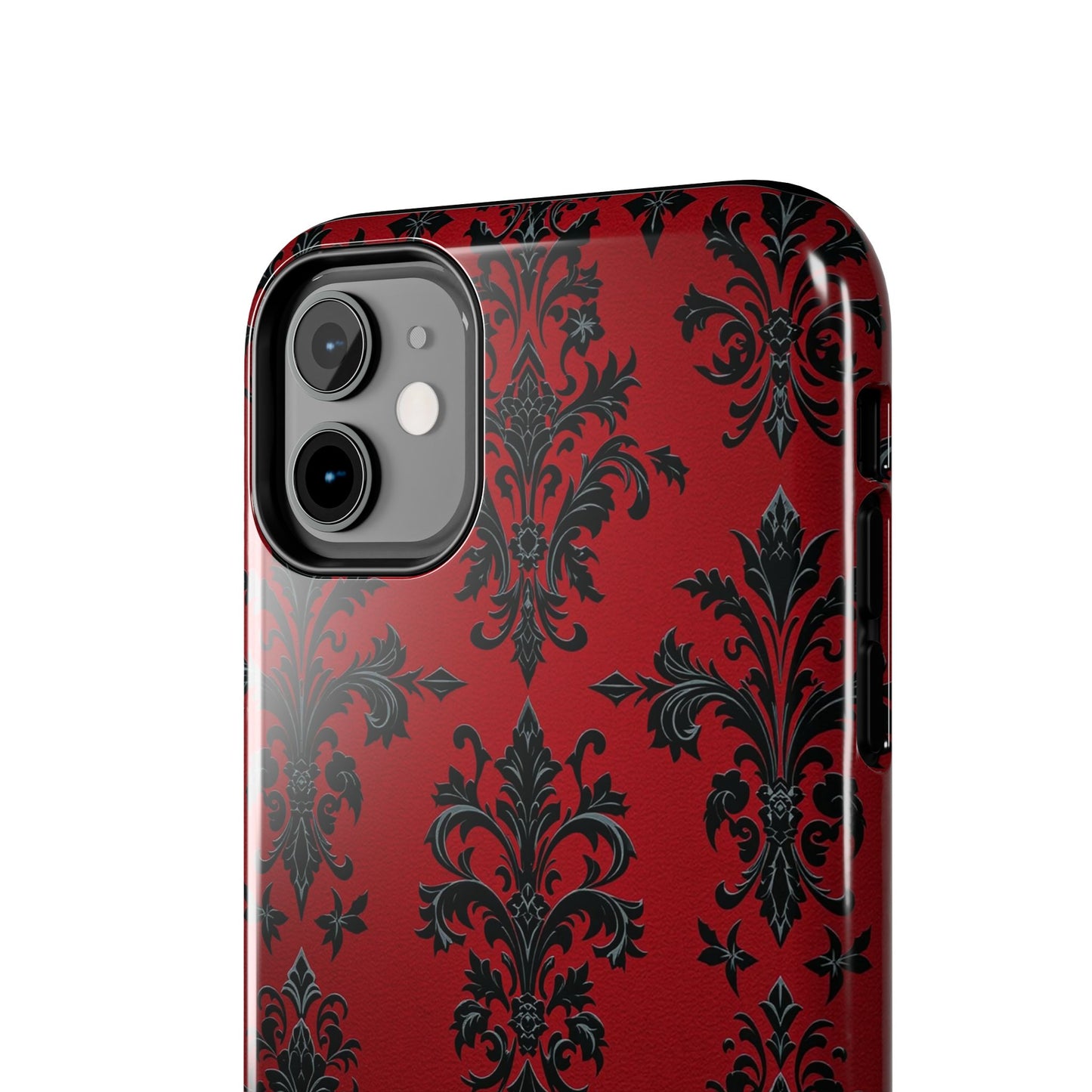 Elegant Red Floral Tough Phone Case - Stylish Protection for Your Device