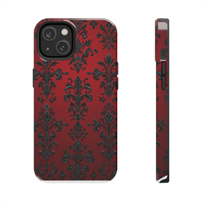 Elegant Red Floral Tough Phone Case - Stylish Protection for Your Device