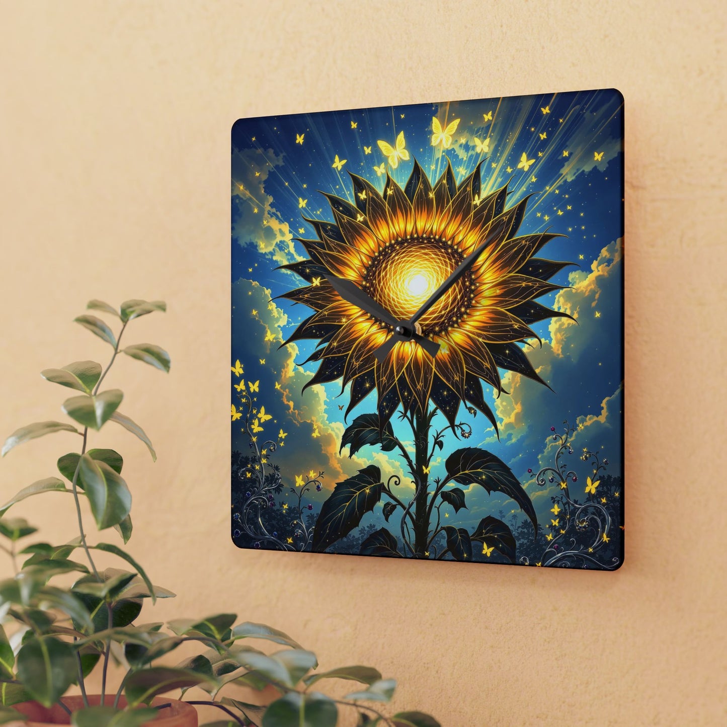 Sunflower Acrylic Wall Clock - Vibrant Home Decor for Nature Lovers