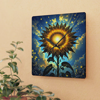 Sunflower Acrylic Wall Clock - Vibrant Home Decor for Nature Lovers