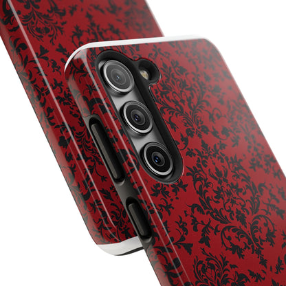 Elegant Red Floral Tough Phone Case - Durable, Stylish Protection for Your Device