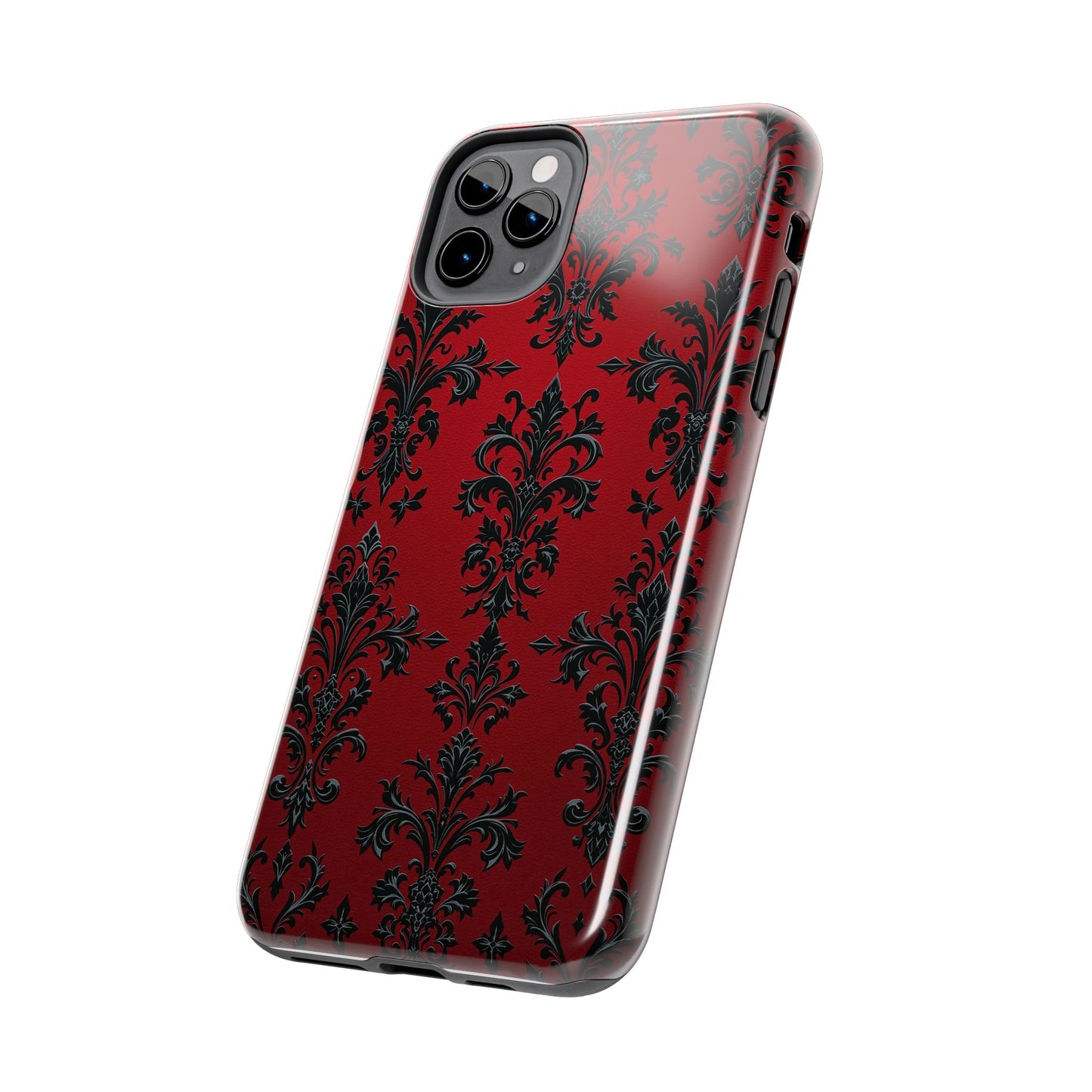 Elegant Red Floral Tough Phone Case - Stylish Protection for Your Device