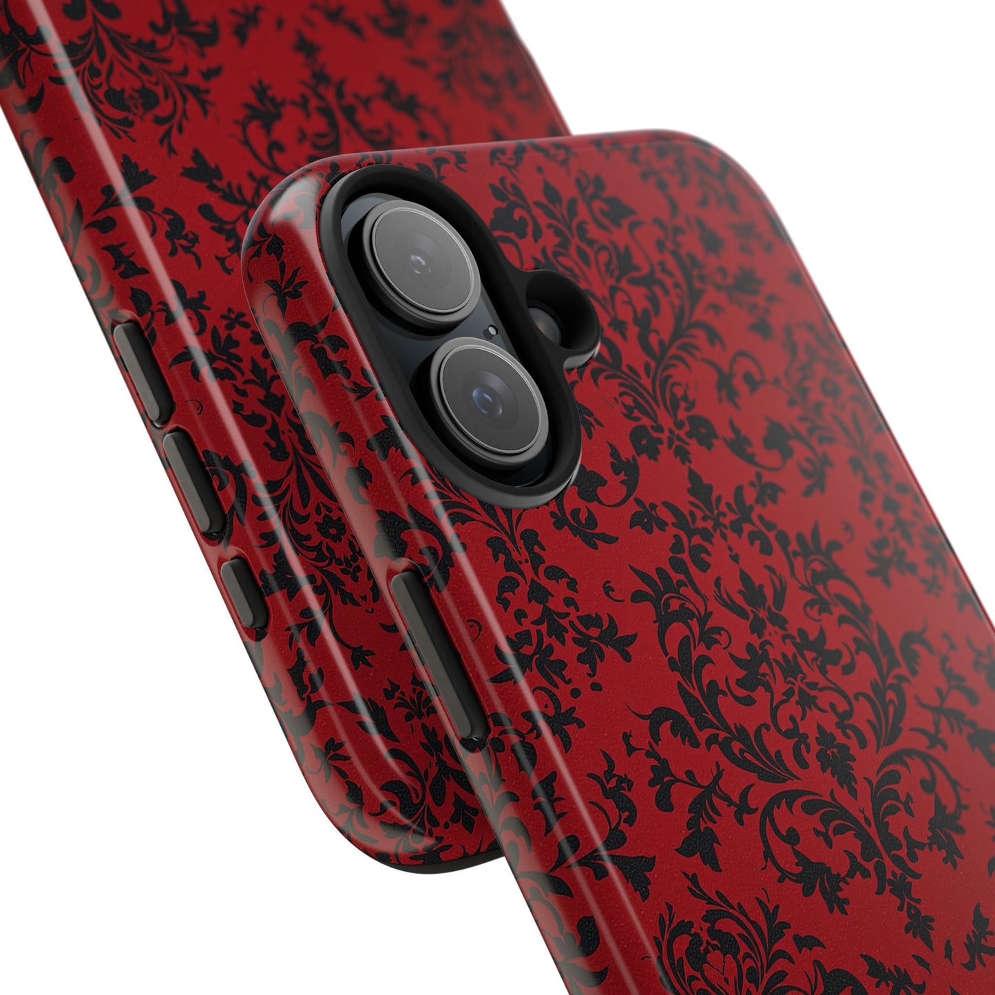 Elegant Red Floral Tough Phone Case - Durable, Stylish Protection for Your Device