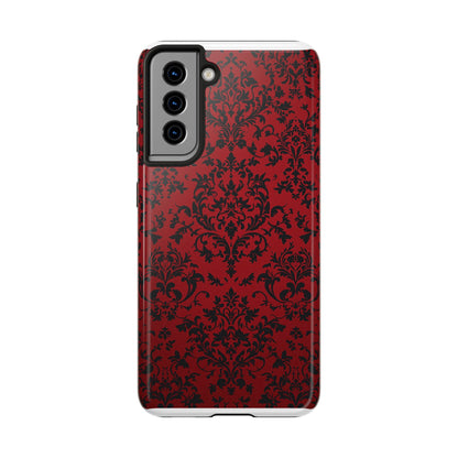 Elegant Red Floral Tough Phone Case - Durable, Stylish Protection for Your Device