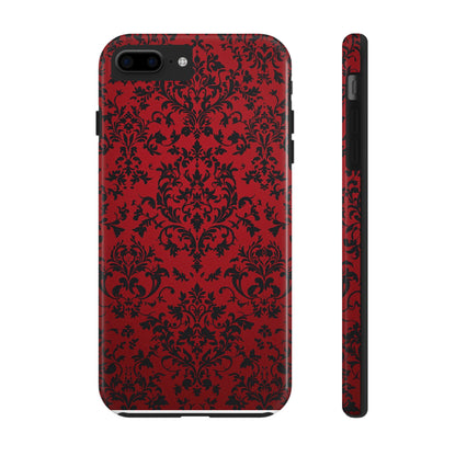 Elegant Red Floral Tough Phone Case - Durable, Stylish Protection for Your Device