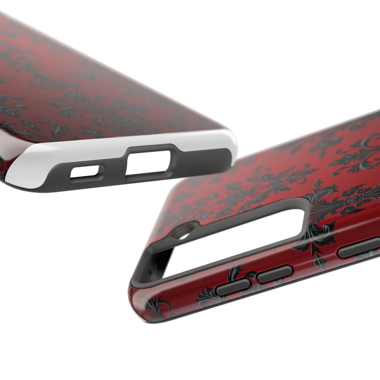 Elegant Red Floral Tough Phone Case - Stylish Protection for Your Device