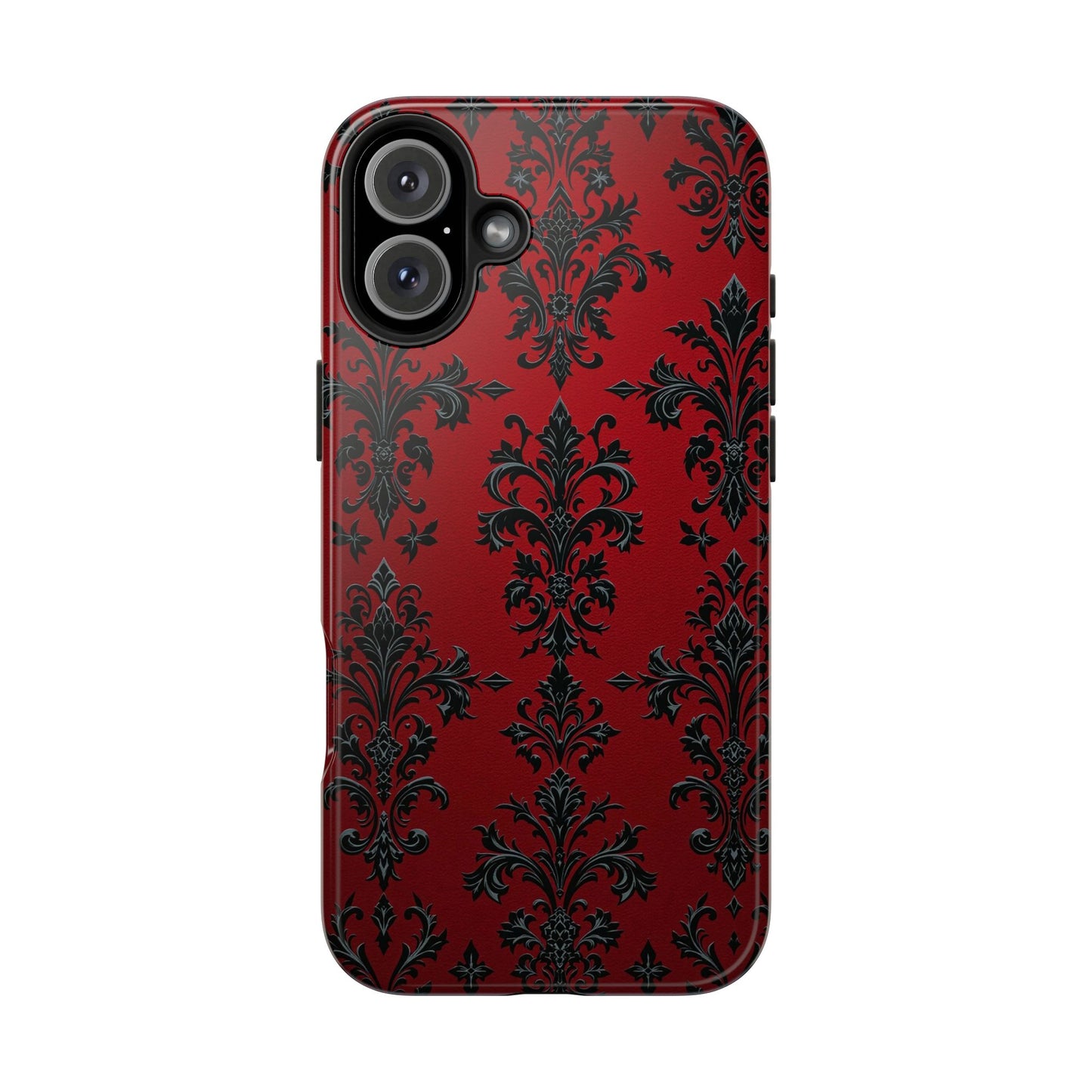 Elegant Red Floral Tough Phone Case - Stylish Protection for Your Device