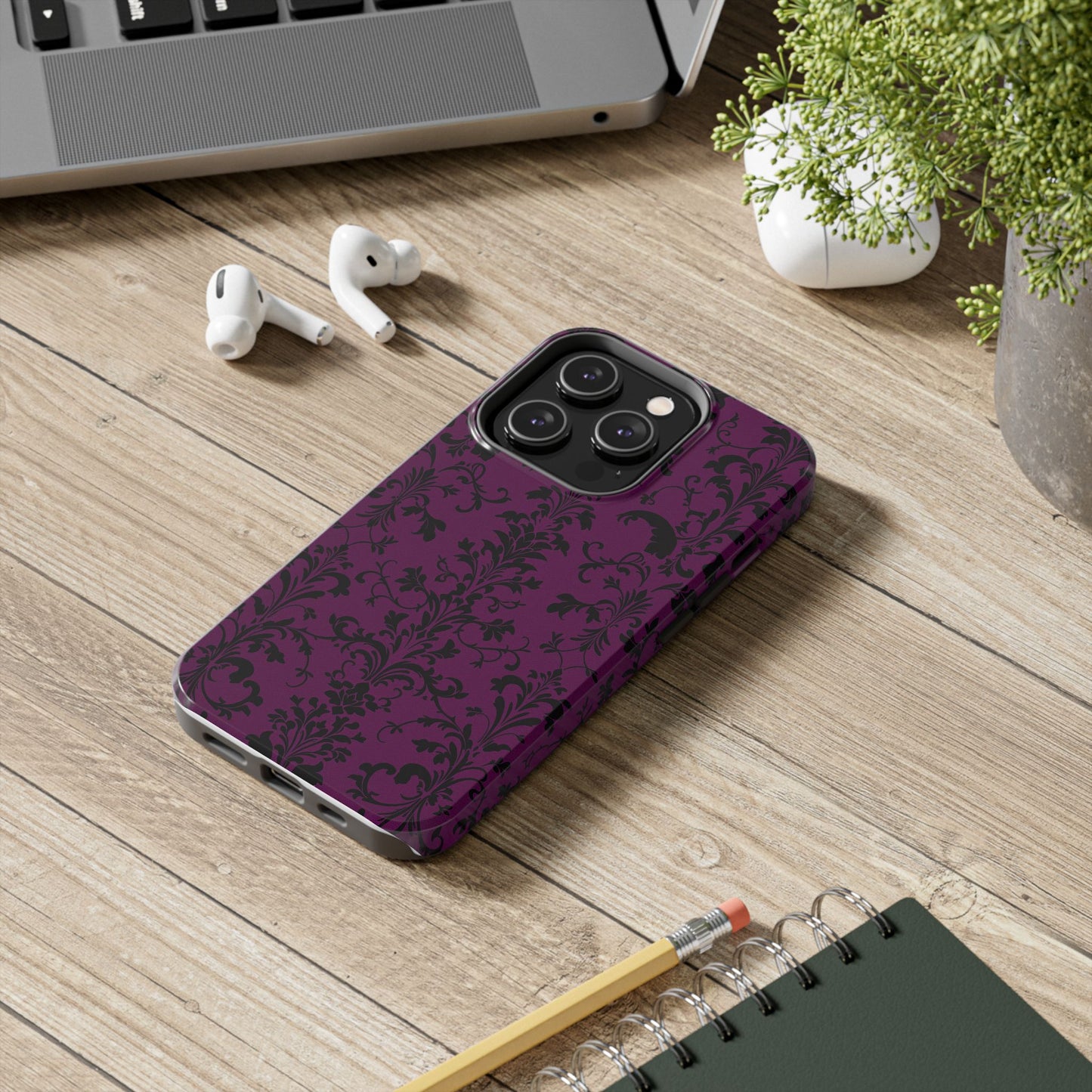 Elegant Damask Tough Phone Cases for Protection and Style