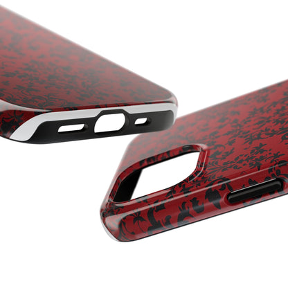 Elegant Red Floral Tough Phone Case - Durable, Stylish Protection for Your Device