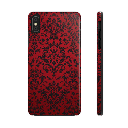 Elegant Red Floral Tough Phone Case - Durable, Stylish Protection for Your Device