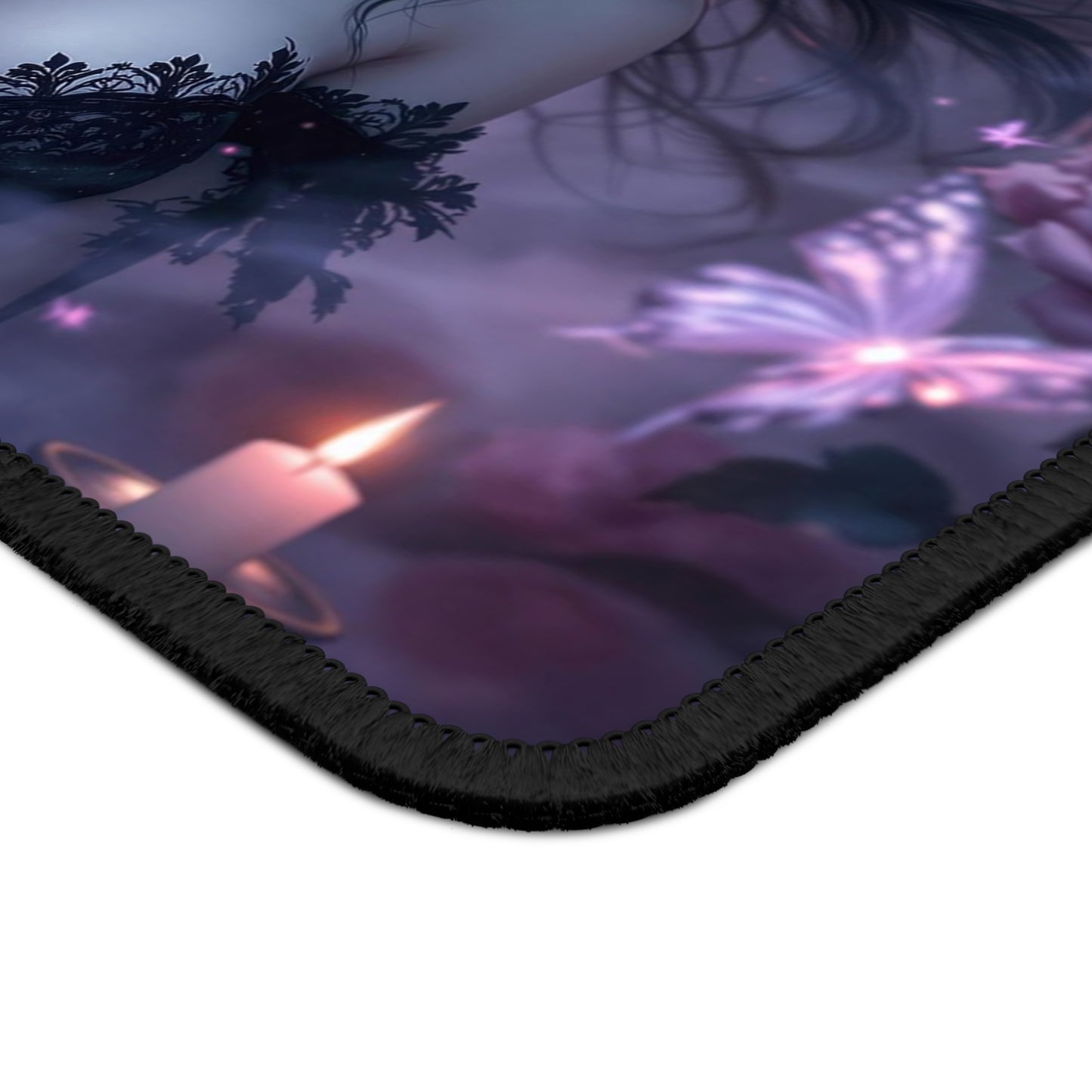 Gothic Fantasy Gaming Mouse Pad - Dark Princess with Butterflies & Candles