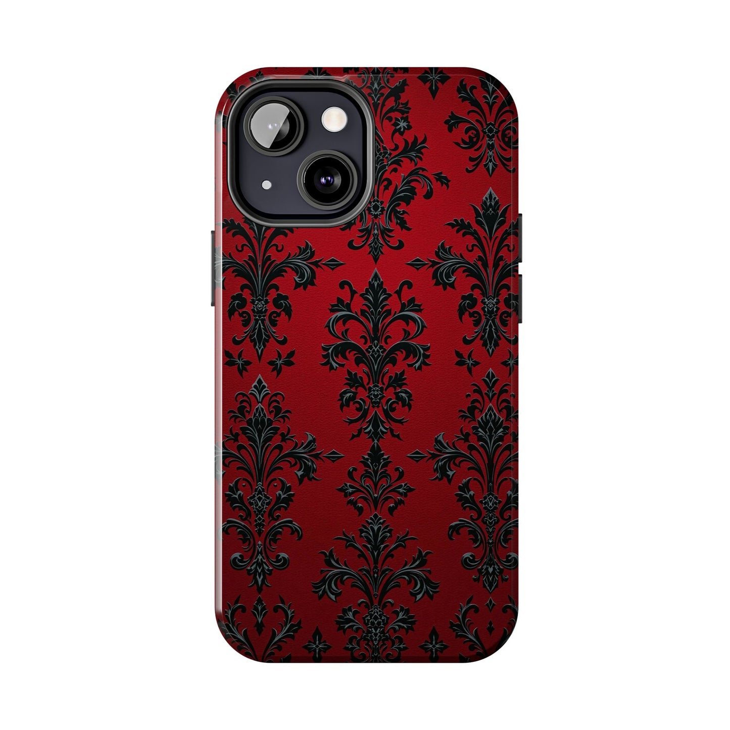 Elegant Red Floral Tough Phone Case - Stylish Protection for Your Device