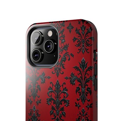 Elegant Red Floral Tough Phone Case - Stylish Protection for Your Device