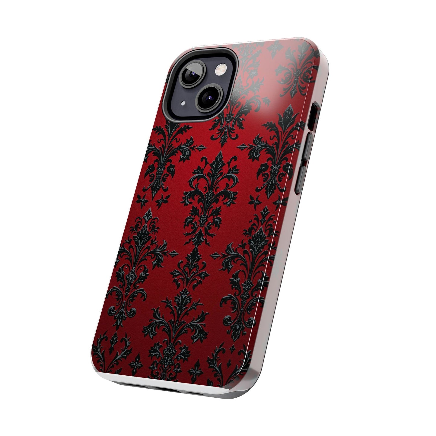 Elegant Red Floral Tough Phone Case - Stylish Protection for Your Device