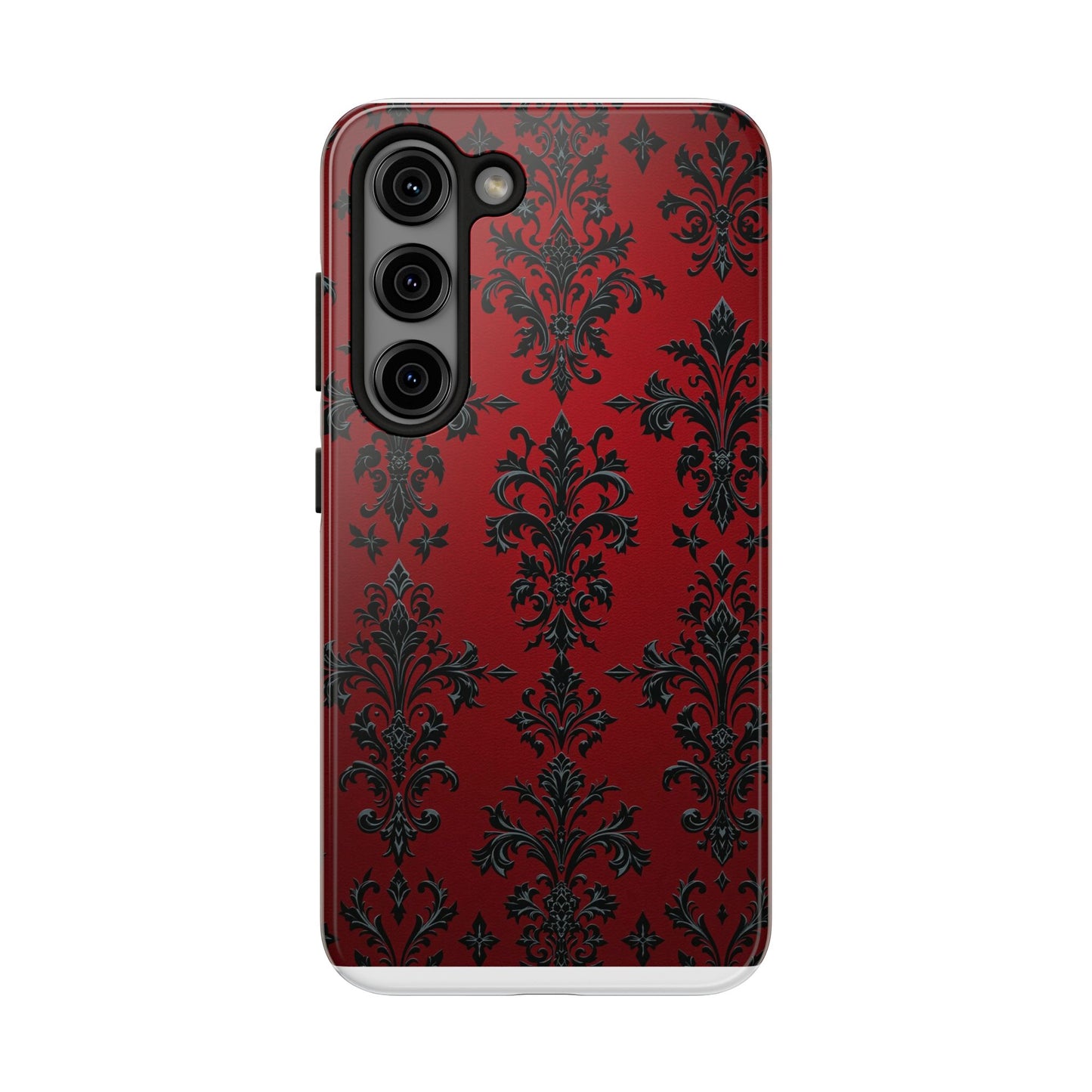 Elegant Red Floral Tough Phone Case - Stylish Protection for Your Device