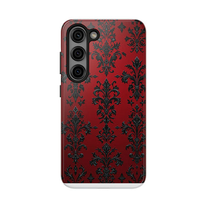 Elegant Red Floral Tough Phone Case - Stylish Protection for Your Device