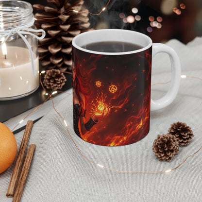 Mystical Fire Mage 11oz Mug - Perfect for Fantasy Lovers & Gift Giving