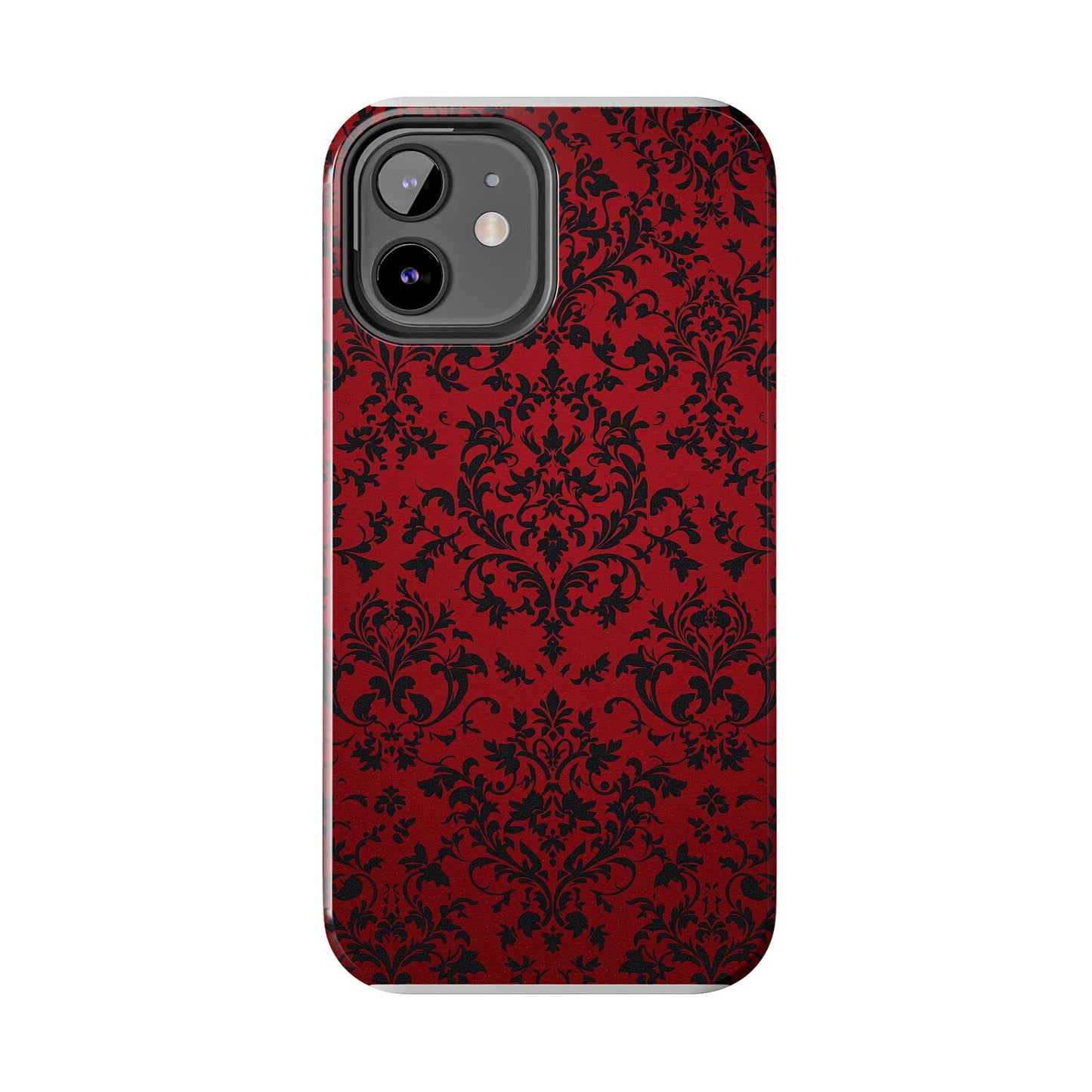 Elegant Red Floral Tough Phone Case - Durable, Stylish Protection for Your Device