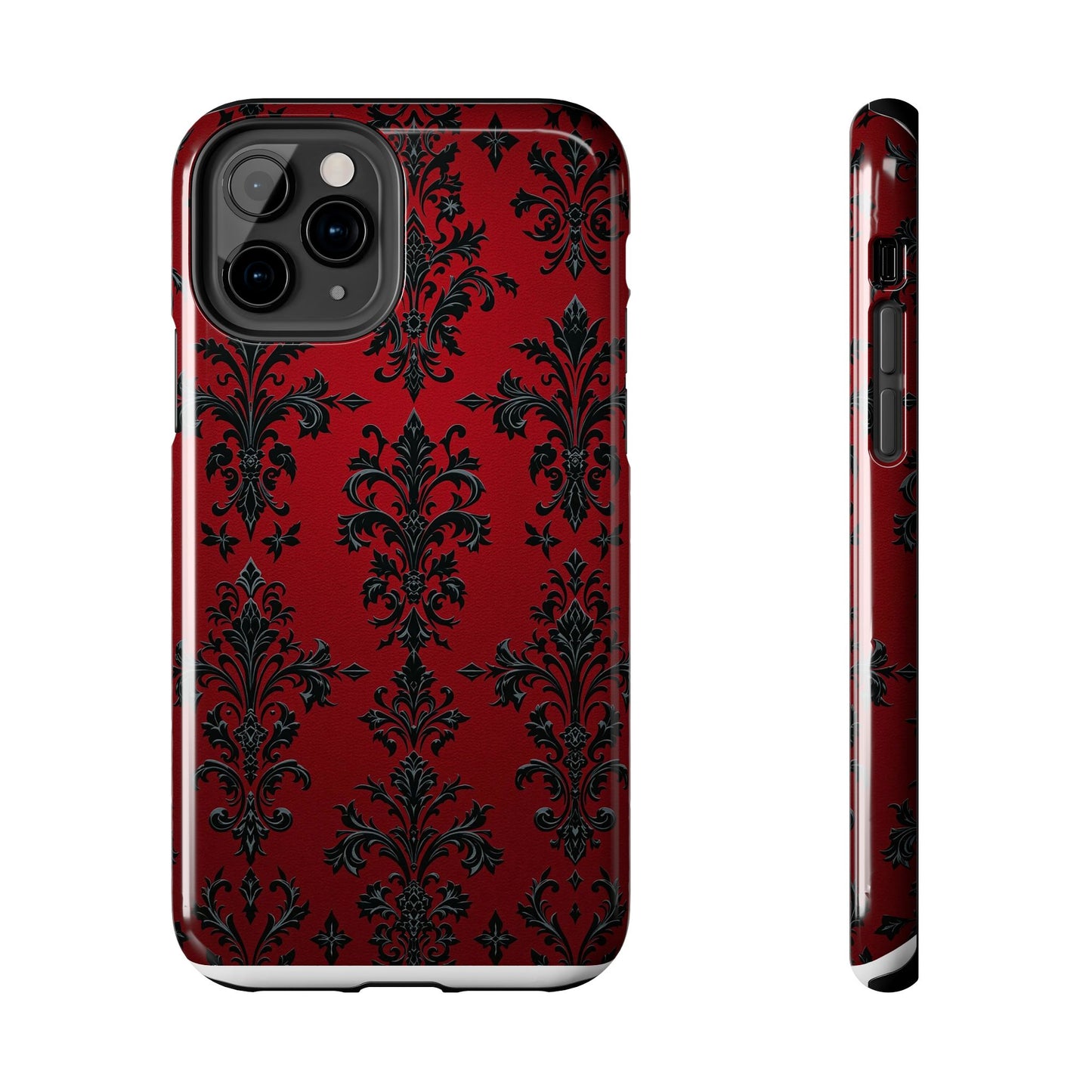 Elegant Red Floral Tough Phone Case - Stylish Protection for Your Device