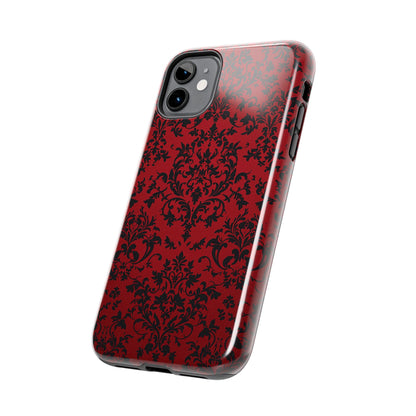 Elegant Red Floral Tough Phone Case - Durable, Stylish Protection for Your Device