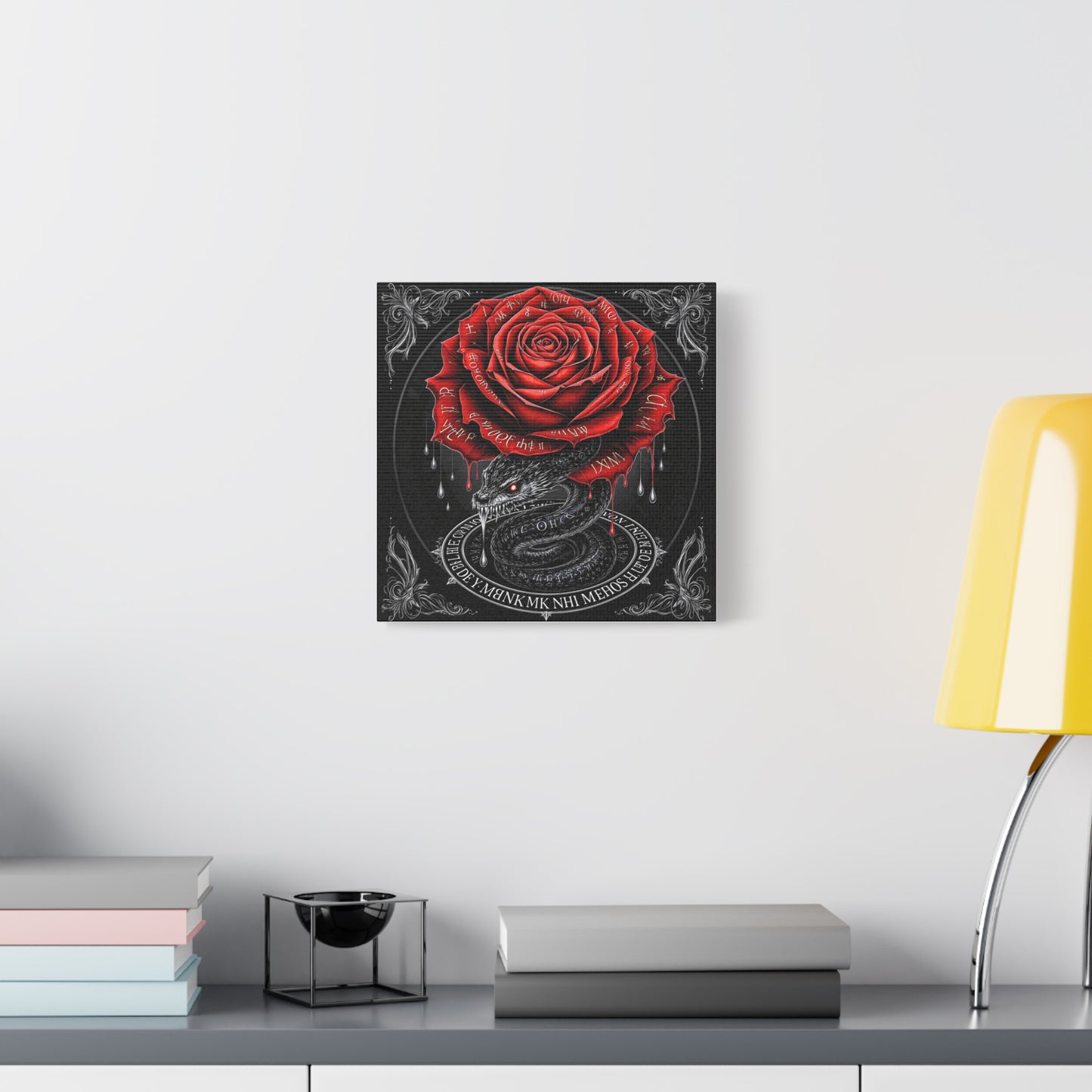 Gothic Rose Snake Canvas Art – Dark Fantasy Wall Decor