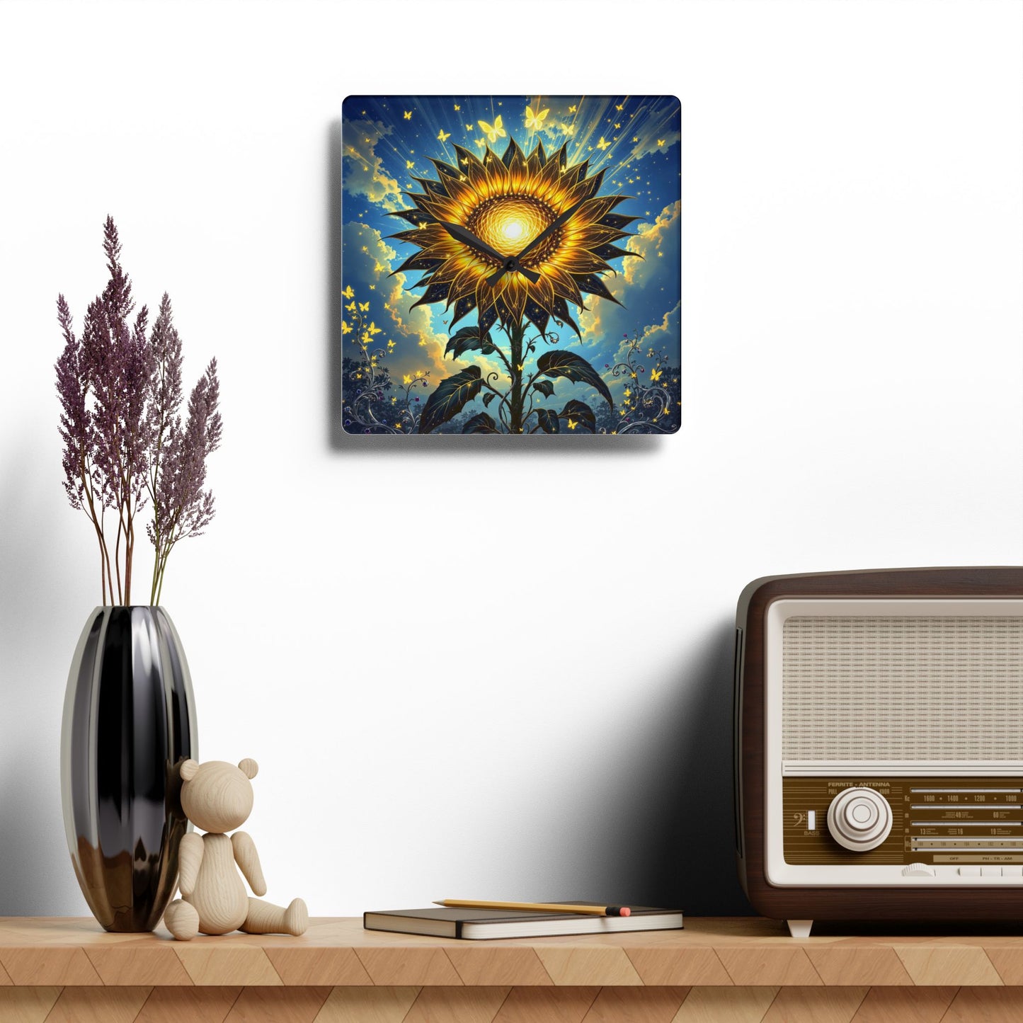 Sunflower Acrylic Wall Clock - Vibrant Home Decor for Nature Lovers