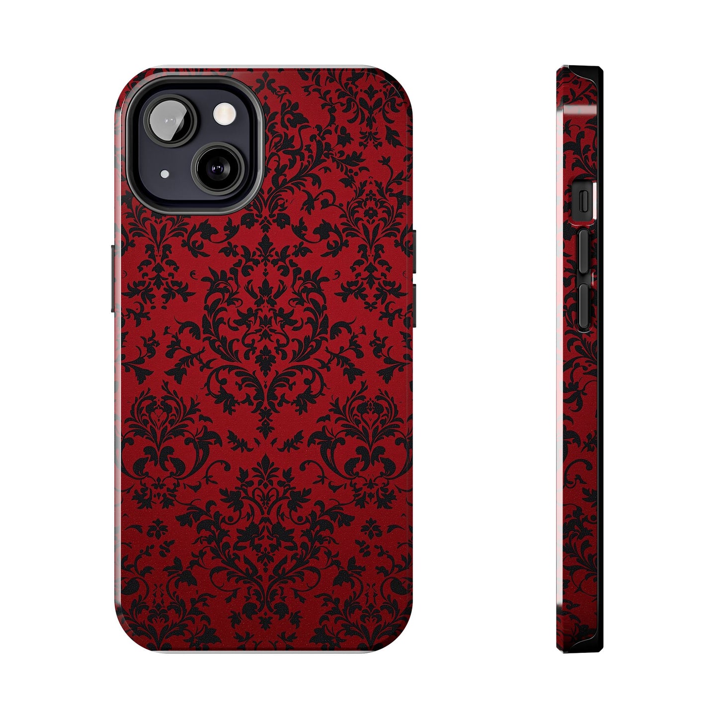 Elegant Red Floral Tough Phone Case - Durable, Stylish Protection for Your Device