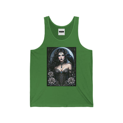 Gothic Fairy Unisex Jersey Tank – Stylish Black Rose Design