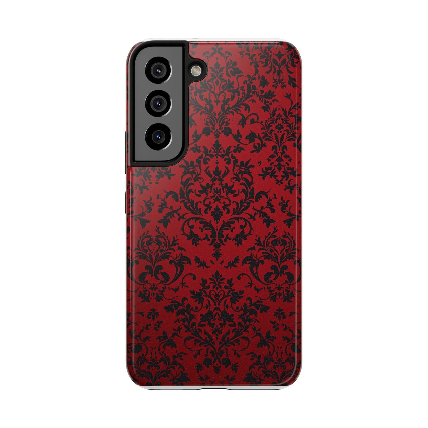 Elegant Red Floral Tough Phone Case - Durable, Stylish Protection for Your Device