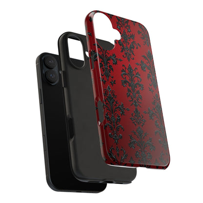 Elegant Red Floral Tough Phone Case - Stylish Protection for Your Device