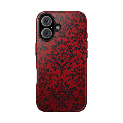 Elegant Red Floral Tough Phone Case - Durable, Stylish Protection for Your Device