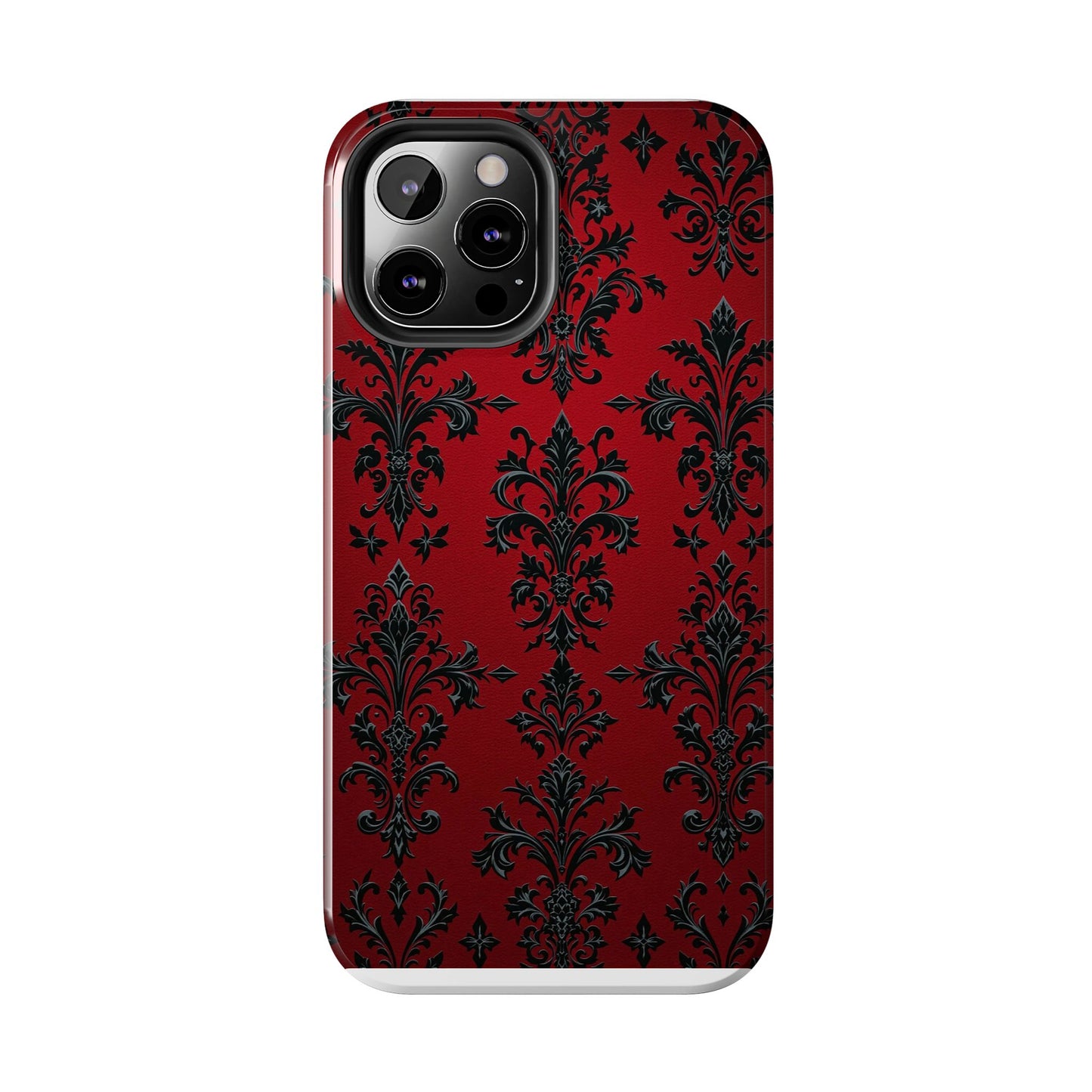 Elegant Red Floral Tough Phone Case - Stylish Protection for Your Device